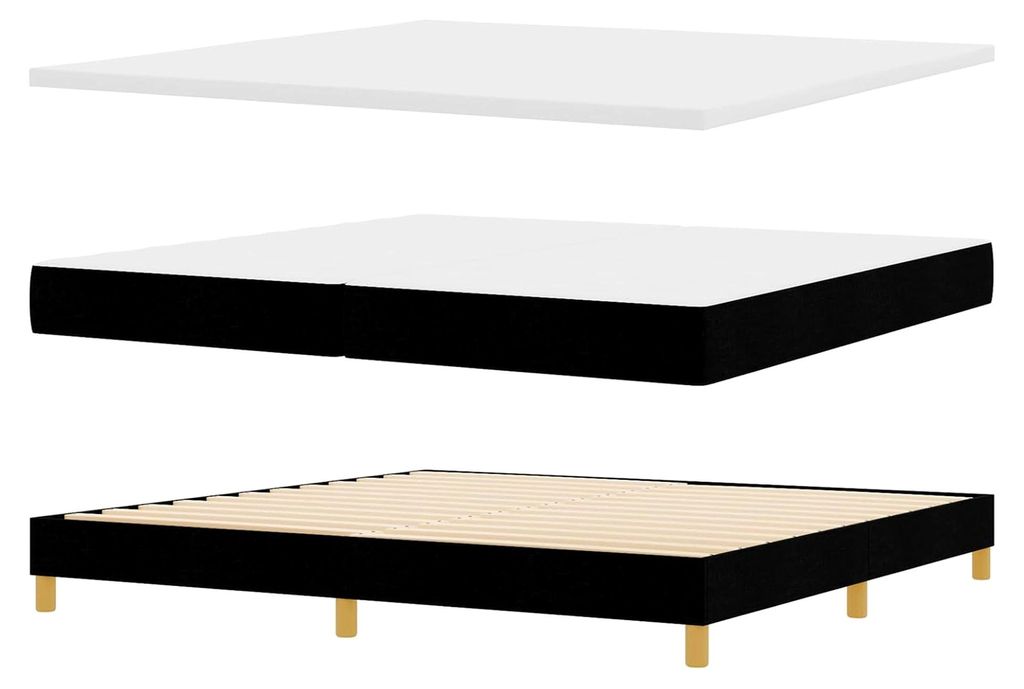 Boxspringbett mit Matratze Schwarz 200x200 cm Stoff Gästebett Familienbett