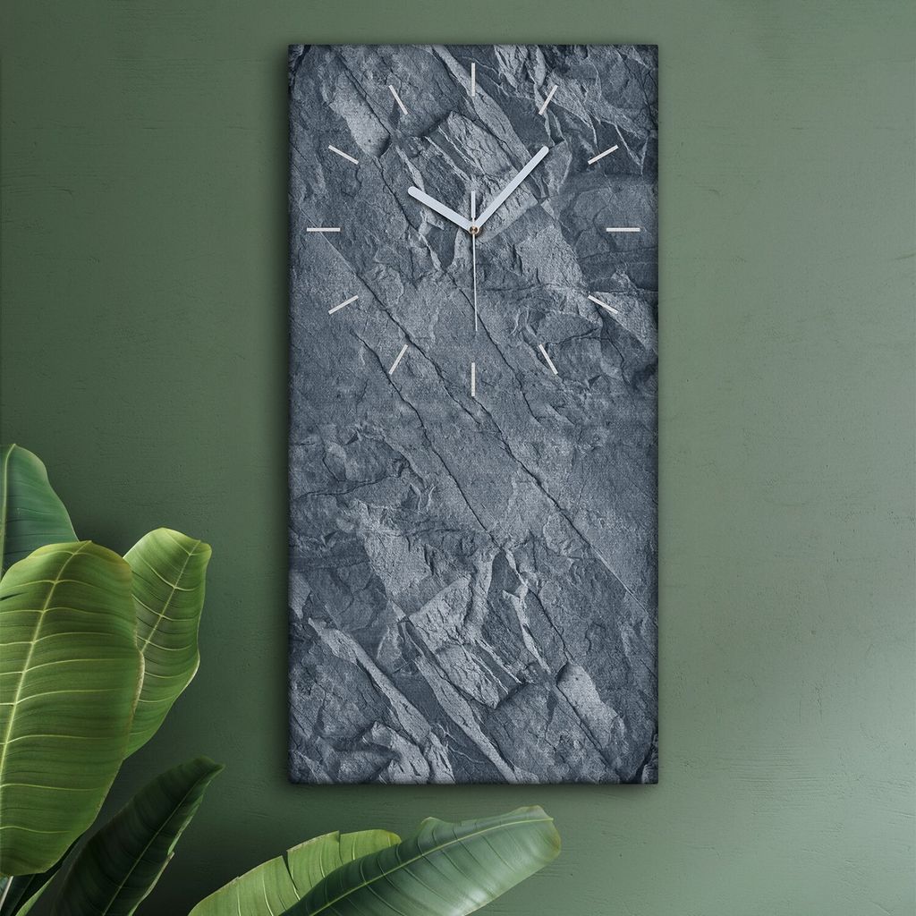 Wohnzimmer Leinwand Uhr Geräuschlos Küche 30x60 Natural, Steine, Motive, weiße Zeiger