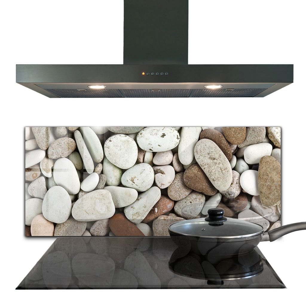 Spritzschutz aus Glas Küchenrückwand - Wandschutz für Herd und Spüle - 125x50 cm - Steiniger Strand