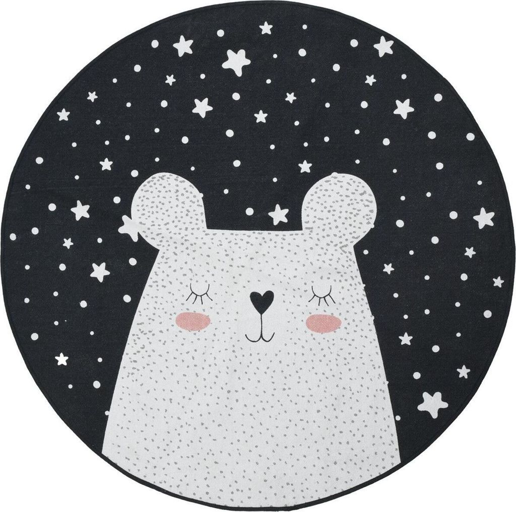 Primaflor Kinderteppich WONDERLAND - Bär - Rund - 120cm - Spielteppich für Mädchen & Jungs - Krabbelmatte für Babys