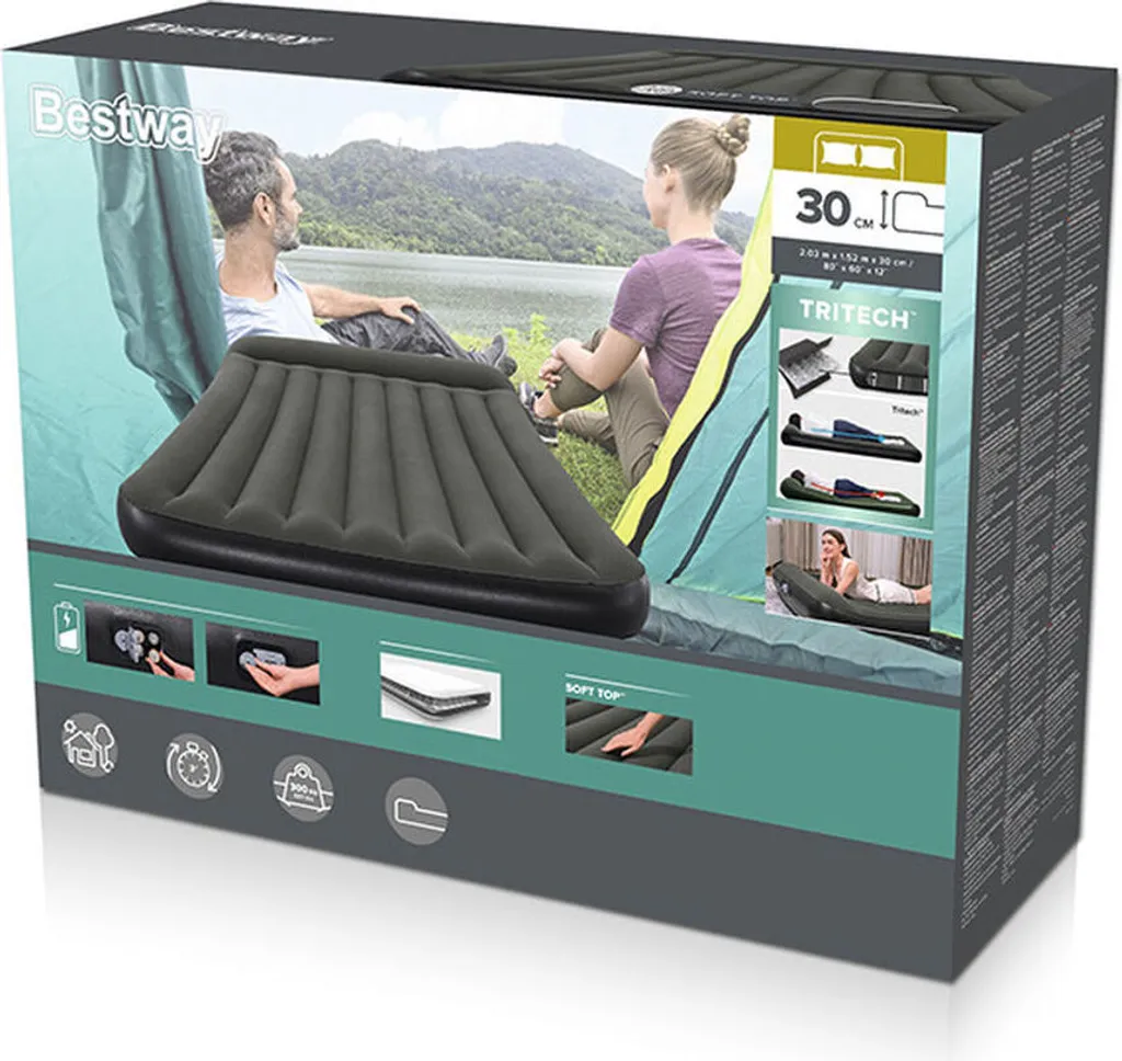 Lit Gonflable 2 Personnes avec Pompe Intégrée Bestway TriTech 203x152cm