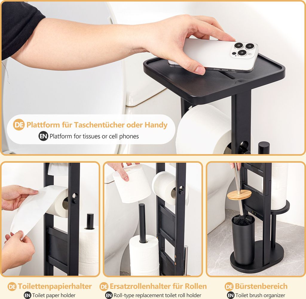 Yorbay Stand WC-Garnitur aus Bambus , mit Produktbild 6