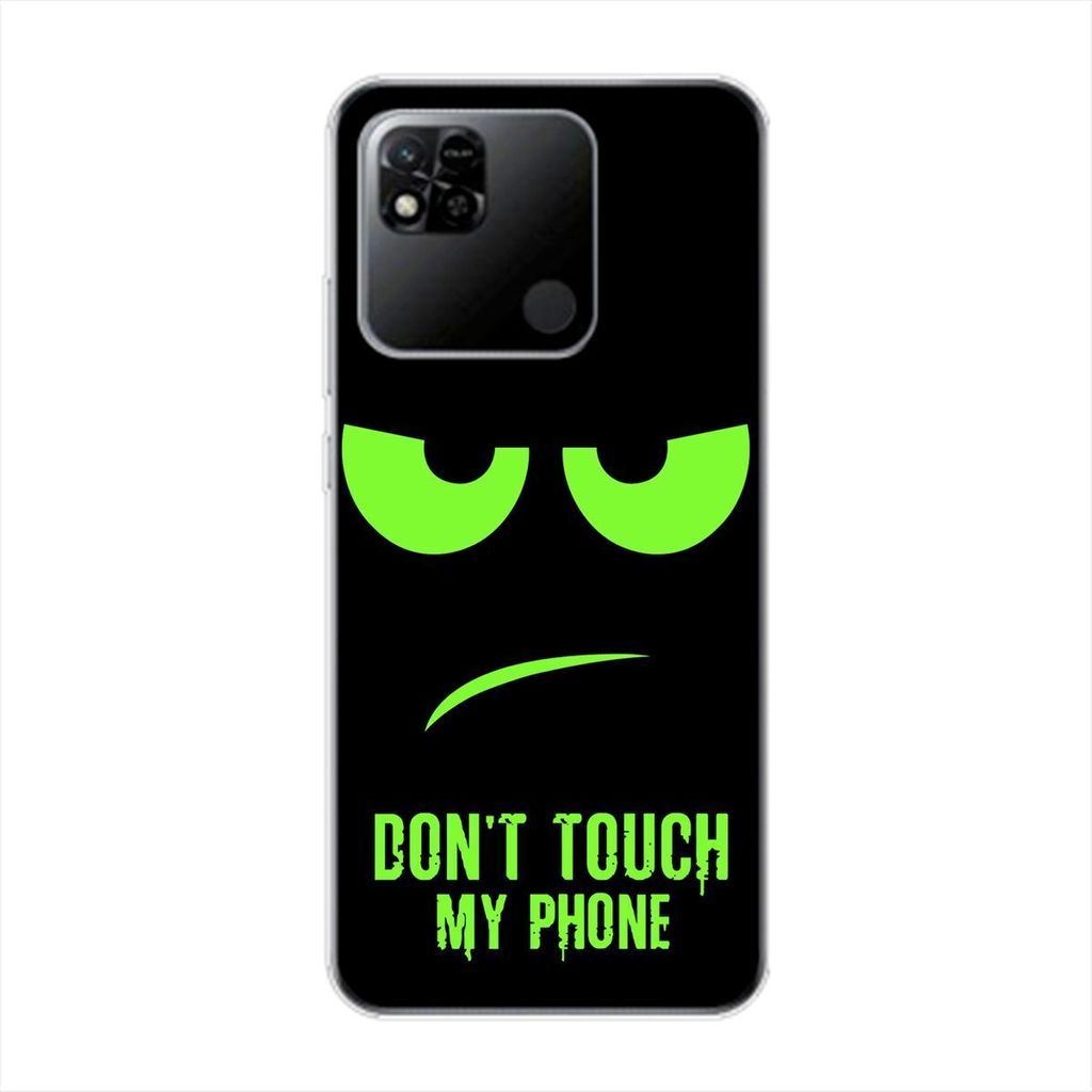 König Design Hülle kompatibel mit Xiaomi Redmi 10A Kunststoff Soft Handyhülle - Handy Case Dont Touch My Phone Grün