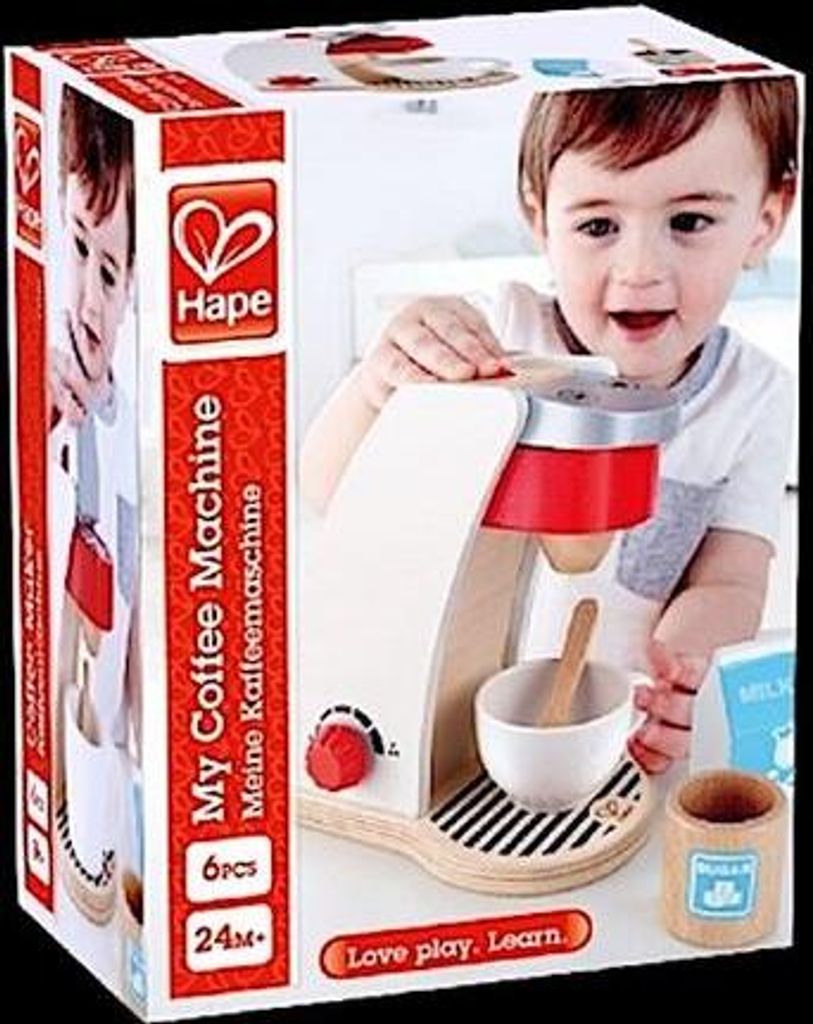 Hape E3146 - Meine Kaffeemaschine, Zubehör für Kinderküche und Kaufladen, aus Holz