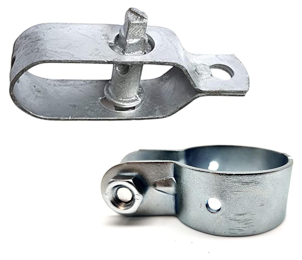 10 verzinkte Spannwinkel + 10 Pfostenklemmen 42 mm für Zäune, landwirtschaftliche Gebäude, Drahtgeflecht, Metallgitter