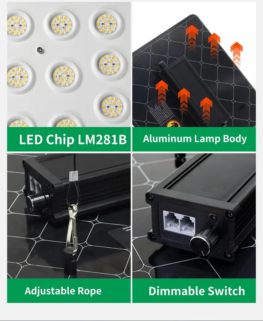 Lampe de croissance LED 100W panneau carré bleu en aluminium et ROHS - 6