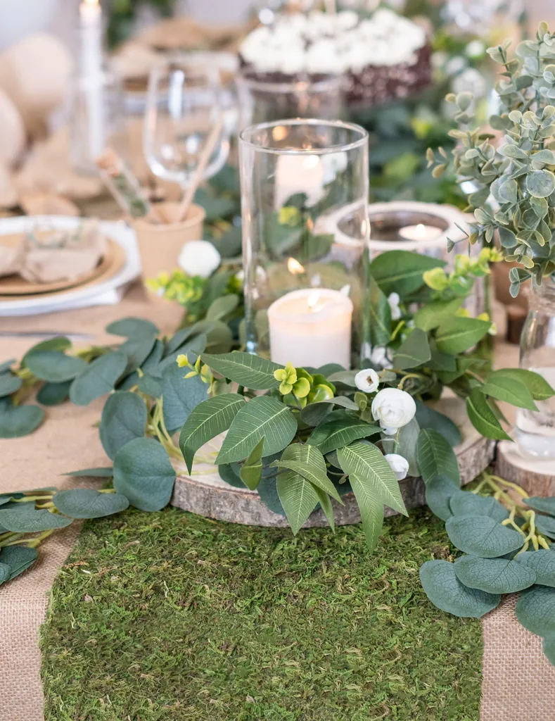 Chemin de table végétal idéal pour décoration table communion et mariage