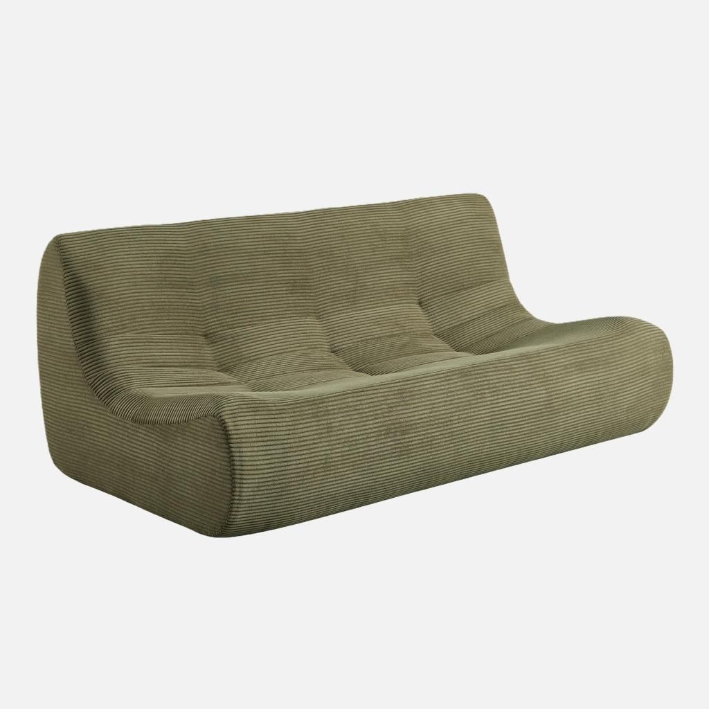 sweeek - 3-Sitzer Sofa mit Cordbezug - Khaki