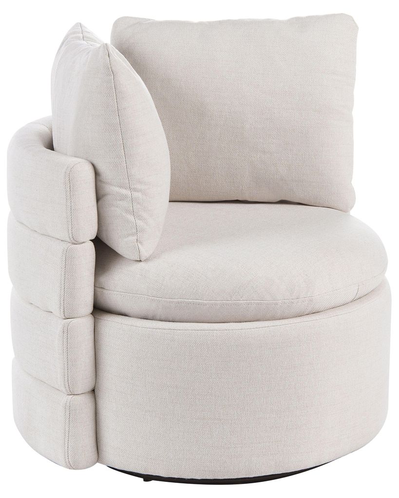 BELIANI Sessel Cremeweiß Stoff Gepolstert mit Drehfunktion Drehbar Stauraum Modernes Design Wohnzimmer Esszimmer Drehsessel Polstersessel Stoffsessel
