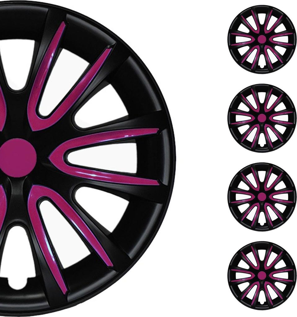 4x Radblenden Radkappen Radzierblenden für 14" Zoll Stahlfelgen Schwarz Lila