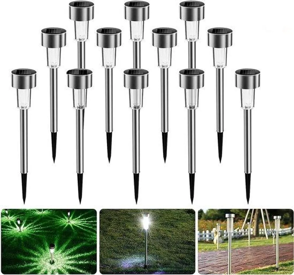 Lot de 12 bornes solaires pour extérieur décoratives et autonomes LED