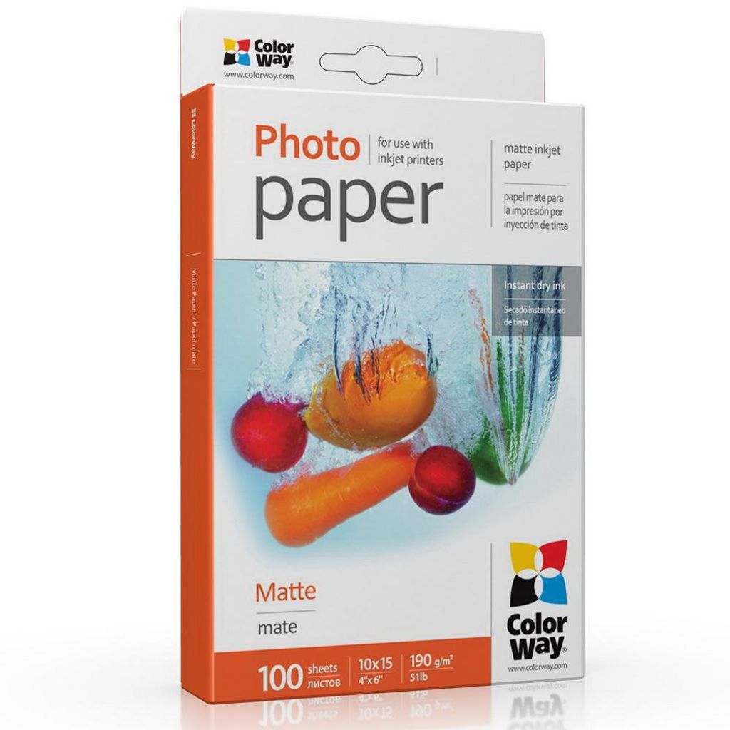 Papier fotograficzny COLORWAY/matowy 190g/m2, 10x15/ 100 Zdjęcie produktu 