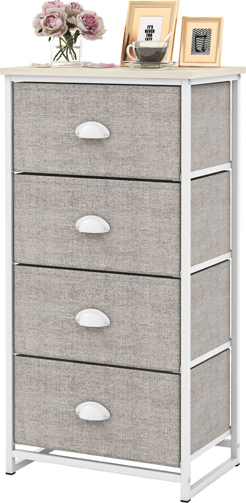 Komoda COSTWAY z 4 szufladami i blatem, komoda z tkaniny, Zdjęcie produktu 