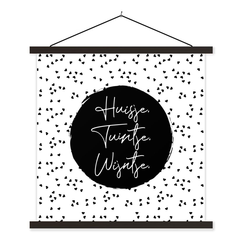 MuchoWow Textilposter Zitate - Cottage. Garten. Wein. - Wein - Text 40x40 cm mit schwarzem Rahmen - Fotos