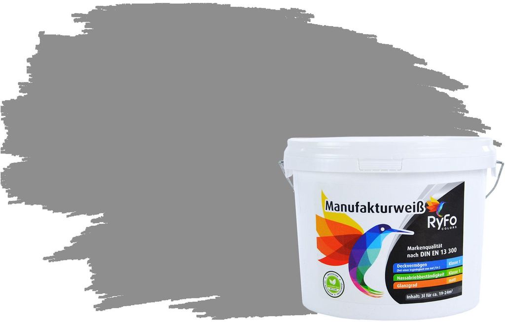RyFo Colors Bunte Wandfarbe Manufakturweiß Arktisgrau 3l  - Produktbild 