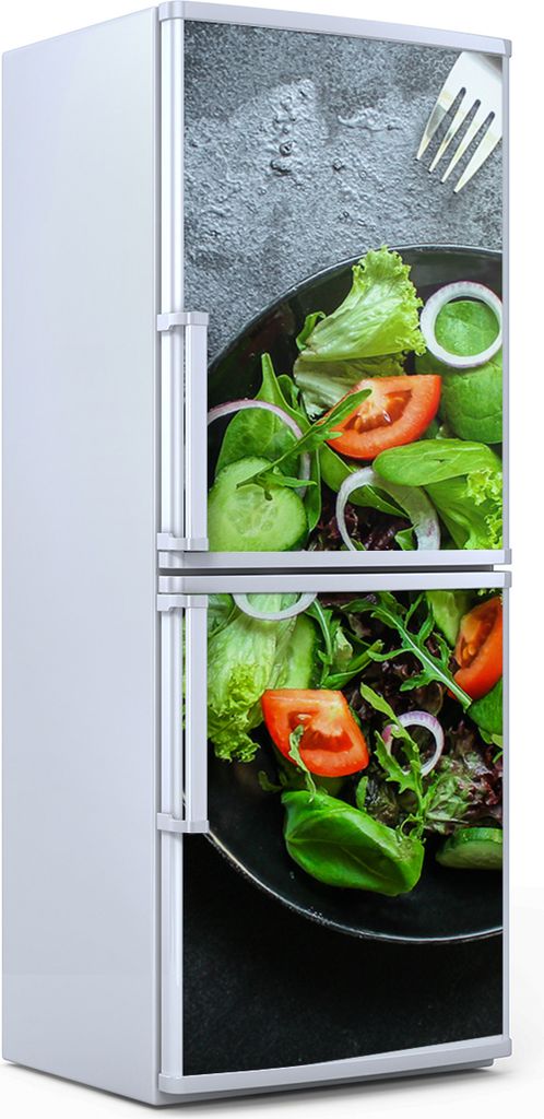 Kühlschrankdekoration 70x180 cm Aufkleber auf dem Kühlschrank - Salat Tomate Gurke