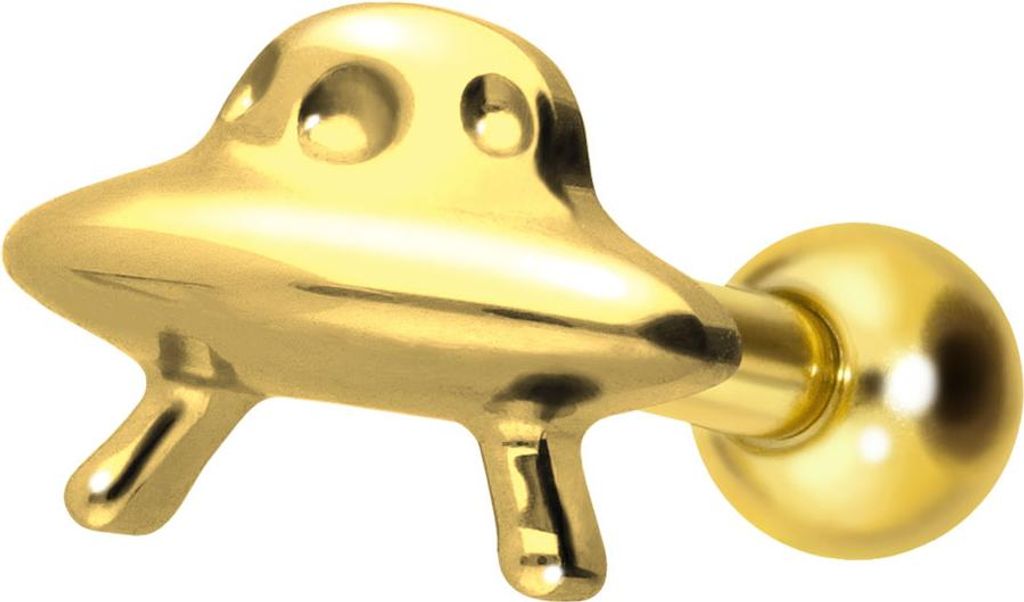 Ohrpiercing Titan Ohrpiercing mit Innengewinde UFO Gold Stablänge: 8mm