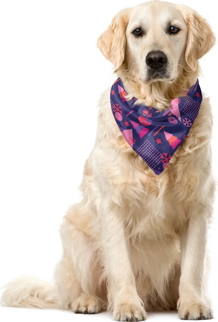 ABAKUHAUS Bandana geometrica per animali domestici, motivi natalizi, 40x40 cm, indaco scuro e rosa corallo