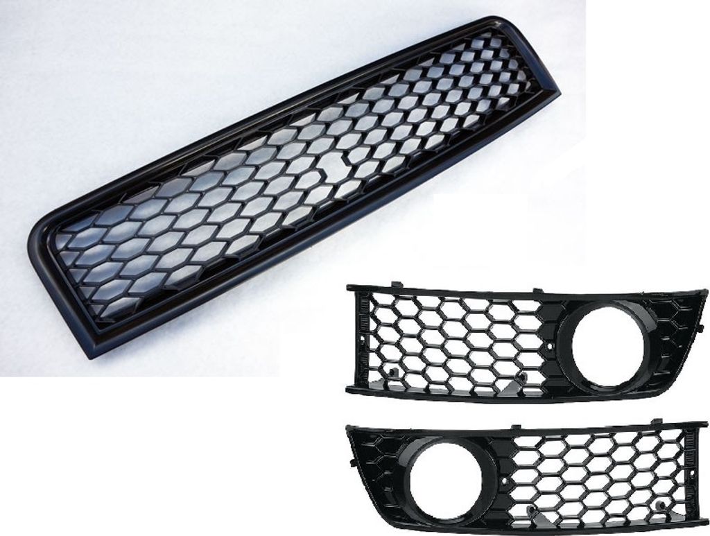 Kühlergrill Sportgrill Wabengrill + Stoßstangen Gitter für Audi A4 S4 8E B6