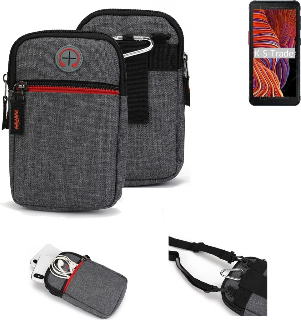 K-S-Trade Holster Gürteltasche kompatibel mit Samsung Galaxy XCover 5 Handy Tasche Schutz Hülle grau Zusatzfächer 1x