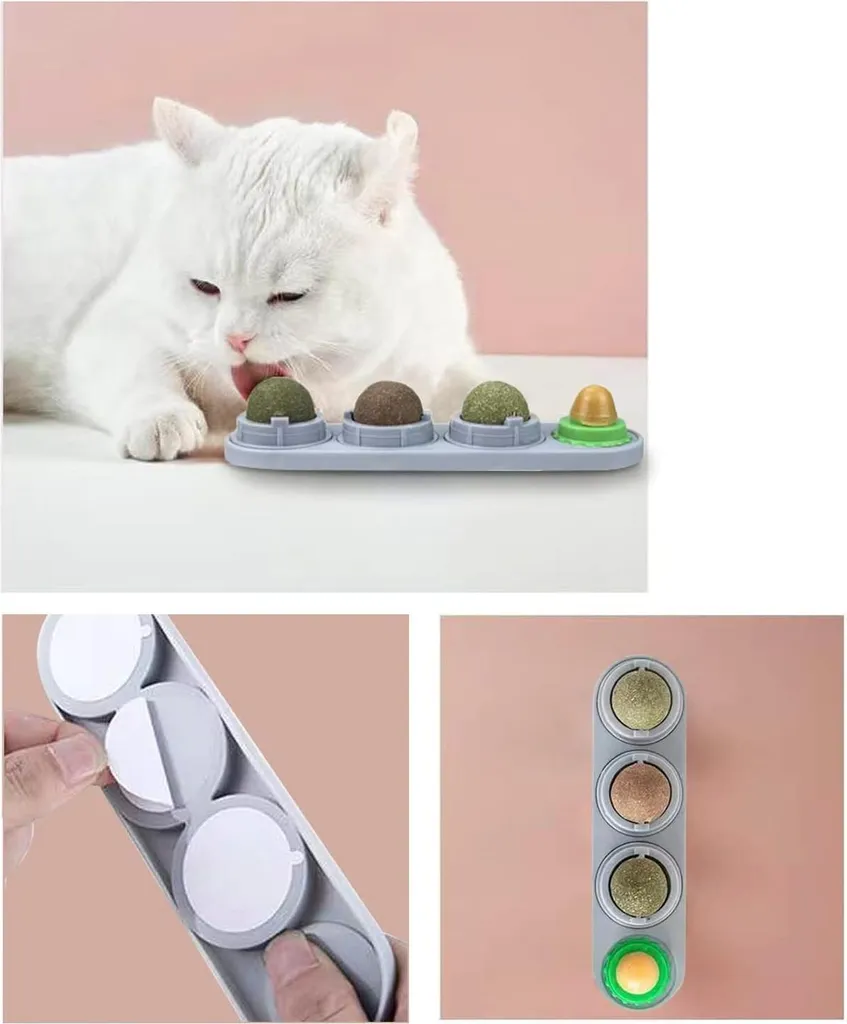 Boule d'Herbe à Chat Comestible Rotative 4-en-1 Grise pour Dents - 2