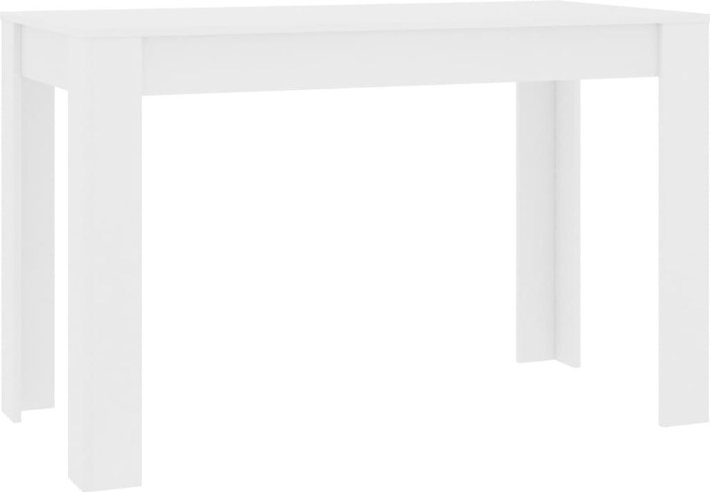 A white dining table against a white background.