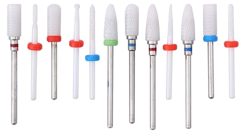 12-teiliges Keramikbohrer-Set für elektrische Schleifmaschinen, Feilen für Nägel, rostbeständige Schleifwerkzeuge