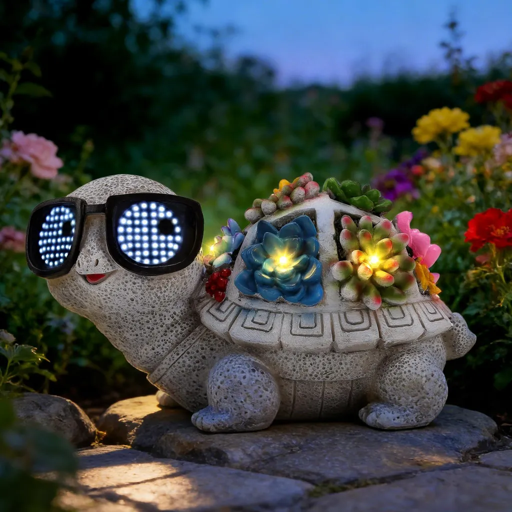 Décoration solaire tortue pour jardin et pelouse - Idée cadeau femme