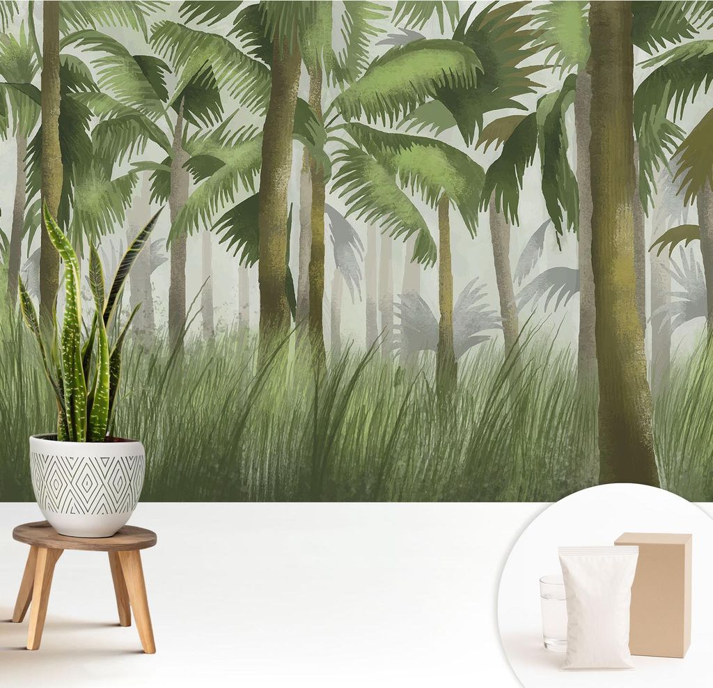 Fototapete - 208x146 cm - Tapete - Wandtapete - Wandbilder - Dekofolie - Tapete Folie - Wand - Dekoration - Wohnzimmer - Tropischer Wald