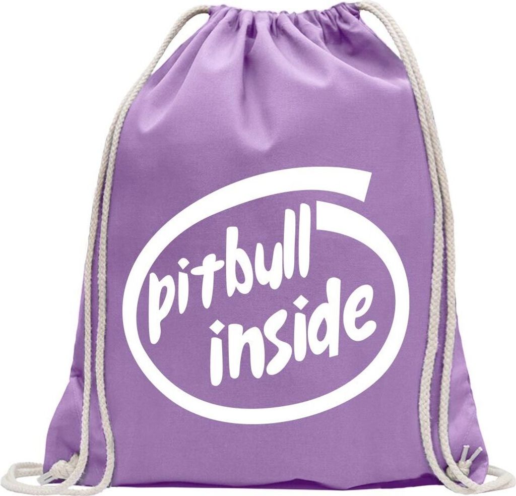 Kiwistar - Turnbeutel - lavendel - Pitbull inside - Fun Rucksack Sport Beutel Gymsack Baumwolle mit Ziehgurt
