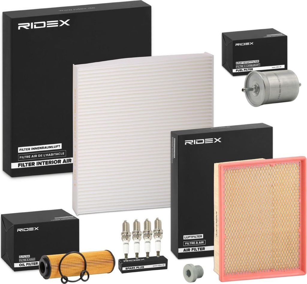 RIDEX Inspektionspaket Filterset passend für MERCEDES-BENZ C-Klasse Limousine (W202) CLK (C208) CLK Cabriolet (A208) C-Klasse T-modell (S202)
