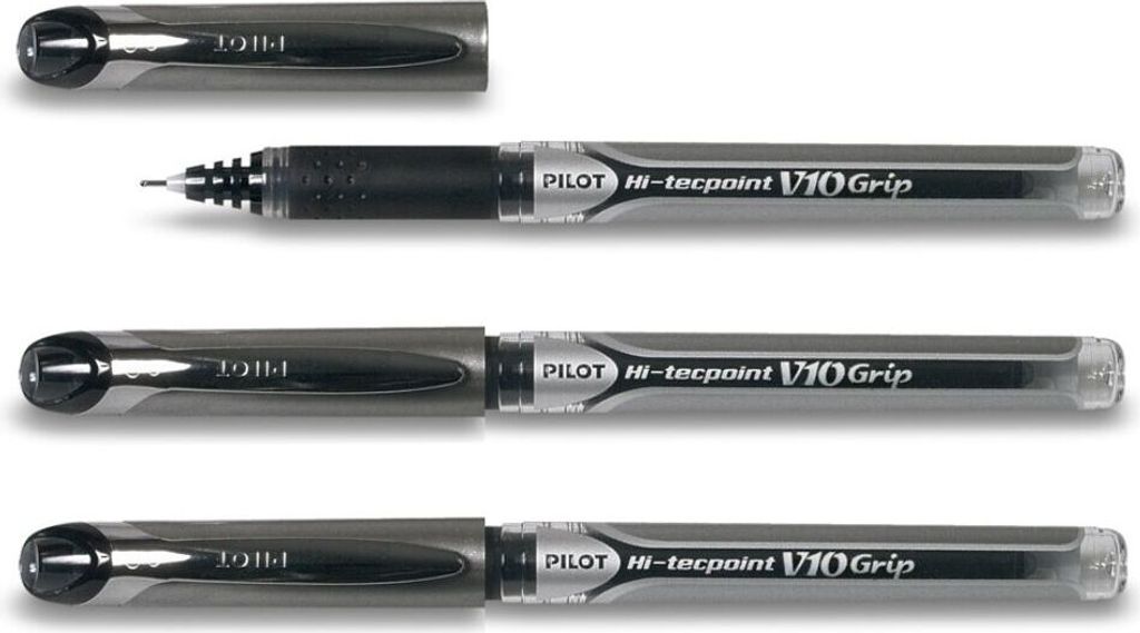 Pilot Hi-Tecpoint V10 Grip Tintenroller schwarz - 3er-Set Produktbild 