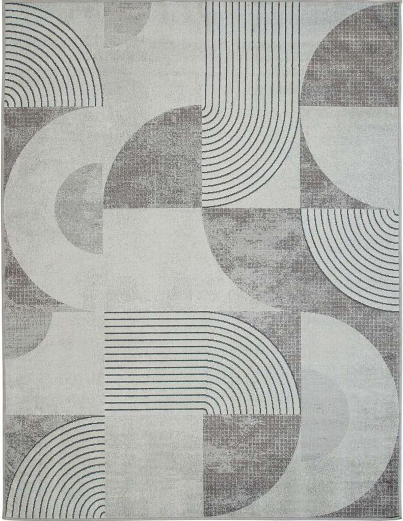 Moderner Teppich mit grafischen Mustern in Grau 190x240