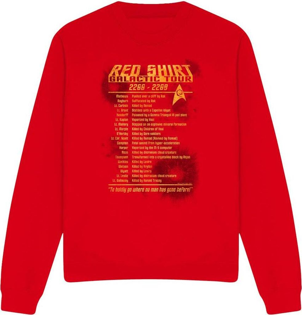 Star Trek - "Red Shirt Tour" Sweatshirt für Herren/Damen Uni TV12401 (M) (Rot)