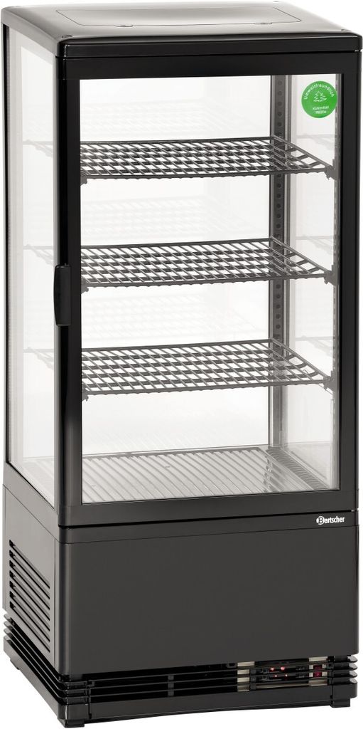 Bartscher Mini-Kühlvitrine 78L, schwarz, LxBxH: 3,8x4,25x9,6 cm; 700277G
