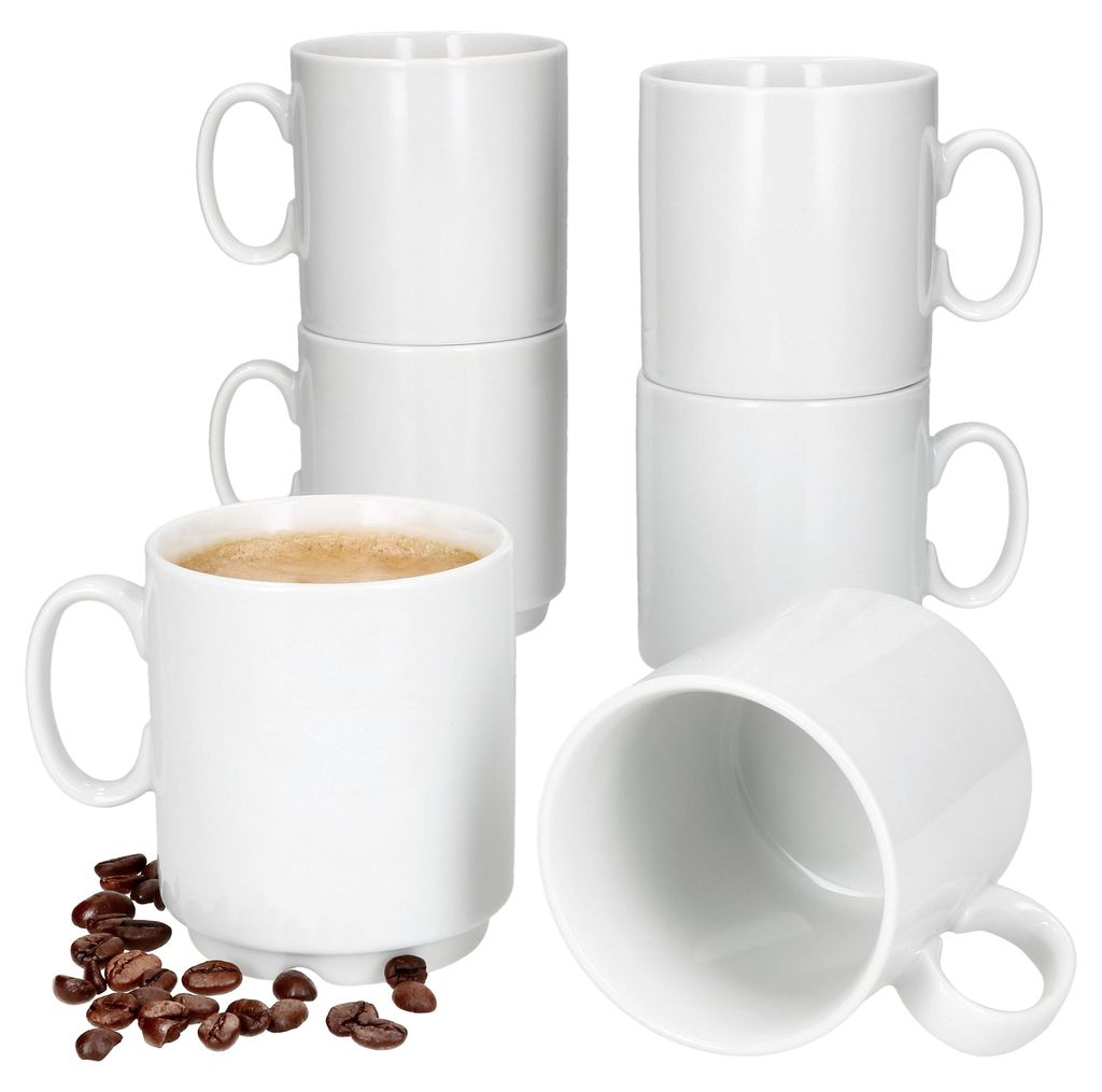 6er Set Event Kaffeebecher 250ml weiß Porzellan-Tassen Produktbild 