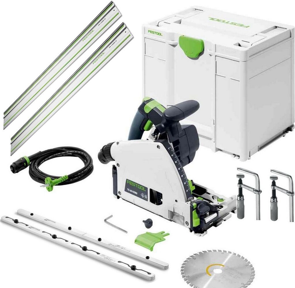 Festool Tauchsäge TS60 KEBQ-Plus Führungsschienen Schraubzwinge Verbindungsstück