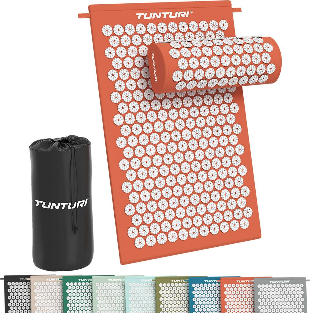 Tunturi Akupressurmatte mit Kissen - Akupunktur Matte - Stachelmatte für Rücken, Nacken, Fuße, Ganzkörper - 2in1 Nagelmatte Akupressurmatte - A...