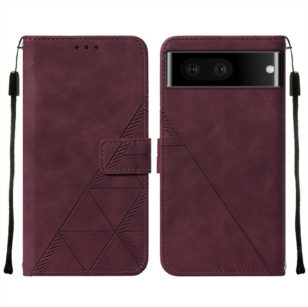 Google Pixel 7 Pro Hülle, Schlank Prägung Flip Leder Kartenfächer Schutzhülle mit Ständer für Google Pixel 7 Pro Rot
