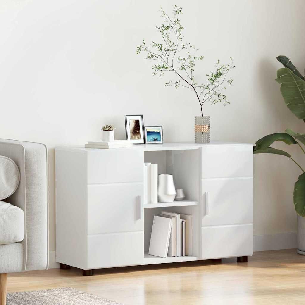 Maison Exclusive - Sideboard mit Regal FLORIN Hochglanz Weiß 88,5 x 30,5 x 55,5 cm