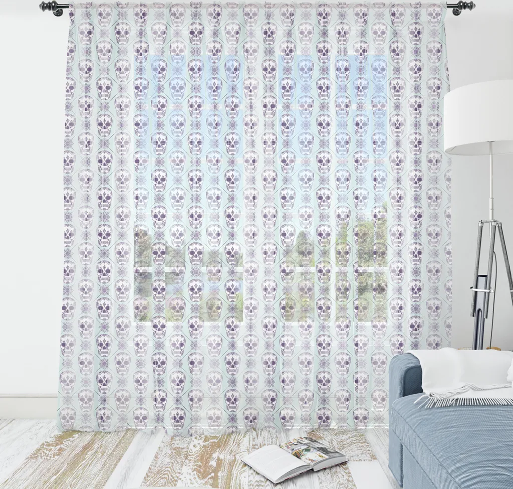 ABAKUHAUS Arazzo Sugar Skull - Tessuto Satin Viola 240x274 cm per Parete