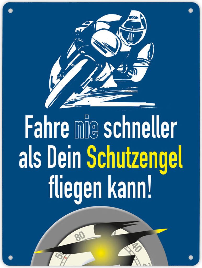 Motorrad-Fahrer Schild in blau zum Thema Motorrad und Produktbild 
