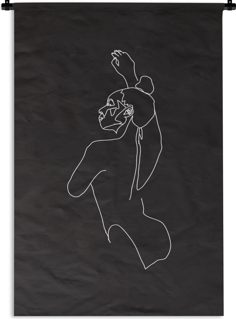 MuchoWow Wandteppich Wandbehang Linienkunst - Tanz - Frau 60x90 cm Tapisserie Dekoration Wandtuch - Foto-Teppich - Abwaschbar