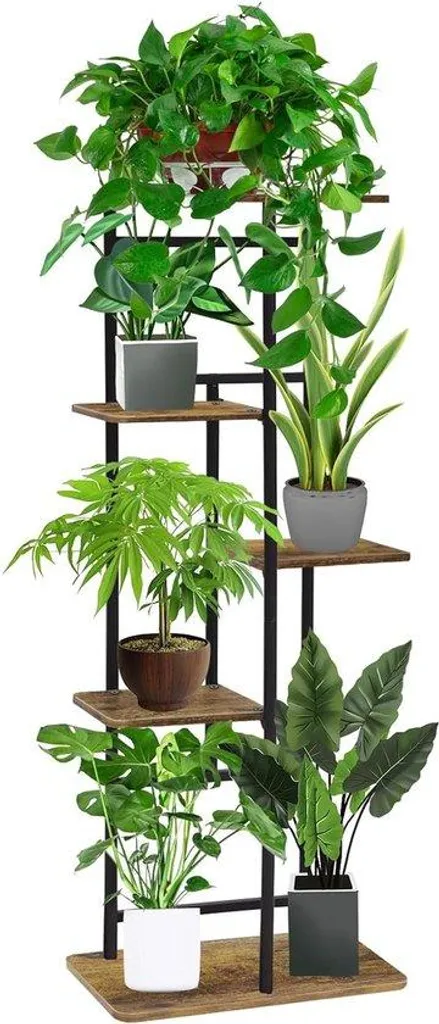 Porte-plantes 5 étages en bois traité résistant terrasse et salon bois