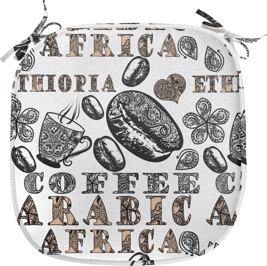 ABAKUHAUS Modern Polster für Esszimmerstühle, Kaffeebohnen, Dekoratives wasserfestes Kissen mit Riemen für Küchensitze, 40 cm x 40 cm, Sand Bra...