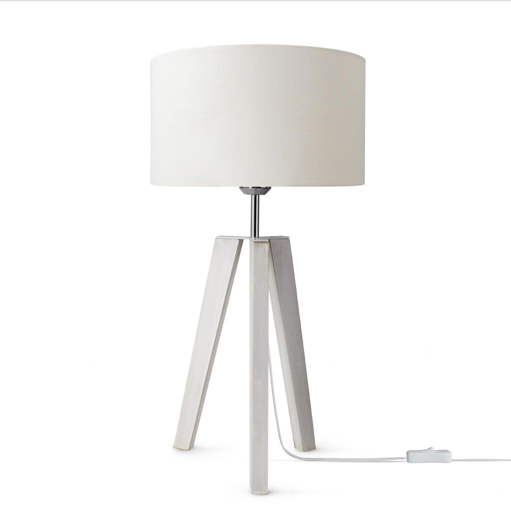 Tischleuchte Dreibein Nachttischlampe Stehlampe E27 Stoff Produktbild 
