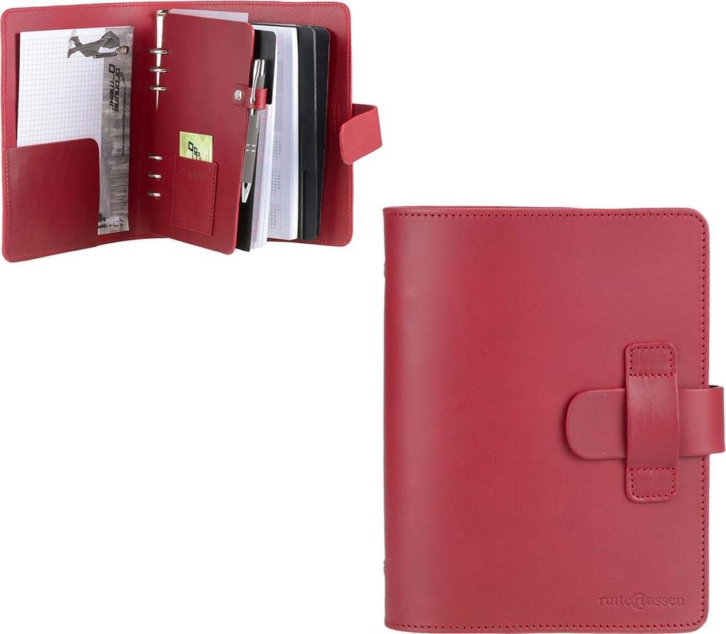 Ruitertassen Terminplaner A5 (20x24cm) Leder rot Terminkalender mit Systemeinlage und Kalender 1 Woche auf 2 Seiten