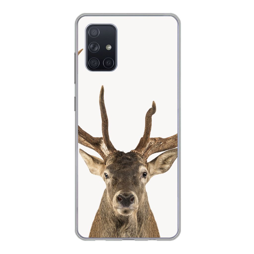 MuchoWow Handyhülle Schutzhülle Hülle für Samsung Galaxy A51 5G Hirsche - Tiere - Geweih - Kinder - Jungen Silikon Softcase Handy Hülle - Ab...
