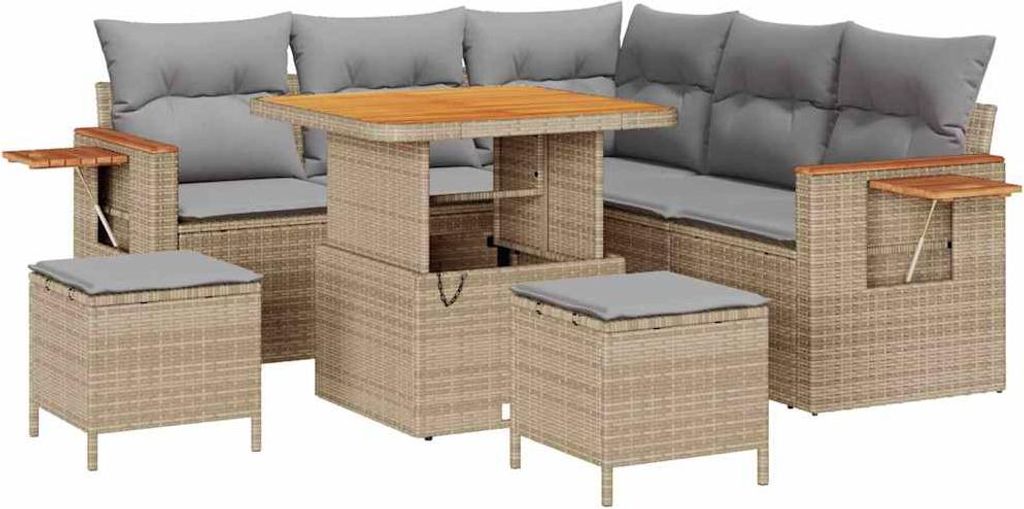 vidaXL Gartensofa-set mit Kissen 8 pcs Beige und Hellgrau