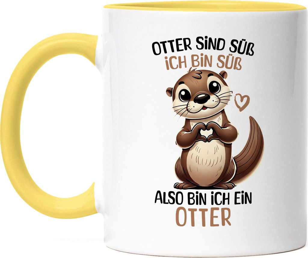 Otter Sind Süß Ich Bin Süß Tasse Gelb Lustiges Geschenk für Tierliebhaber mit Witz und Charme